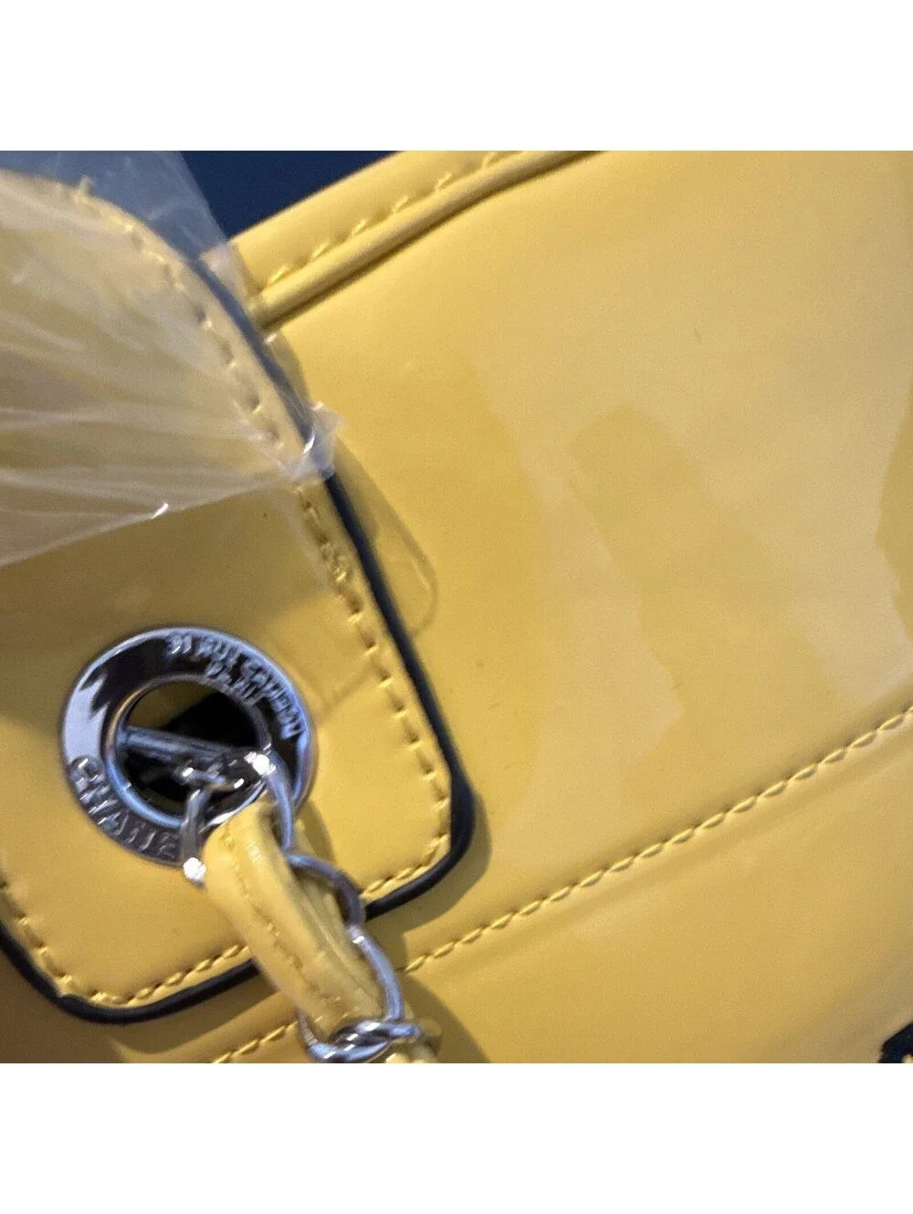 CHANEL Yellow Tote Bag Chain Strap Top Handles Magnetic Close 31 Rue Cambon